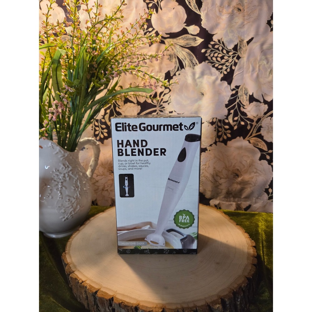 😎Elite Gourmet Hand Blender White Immersion Blender EHB-2425X Stainless Steel